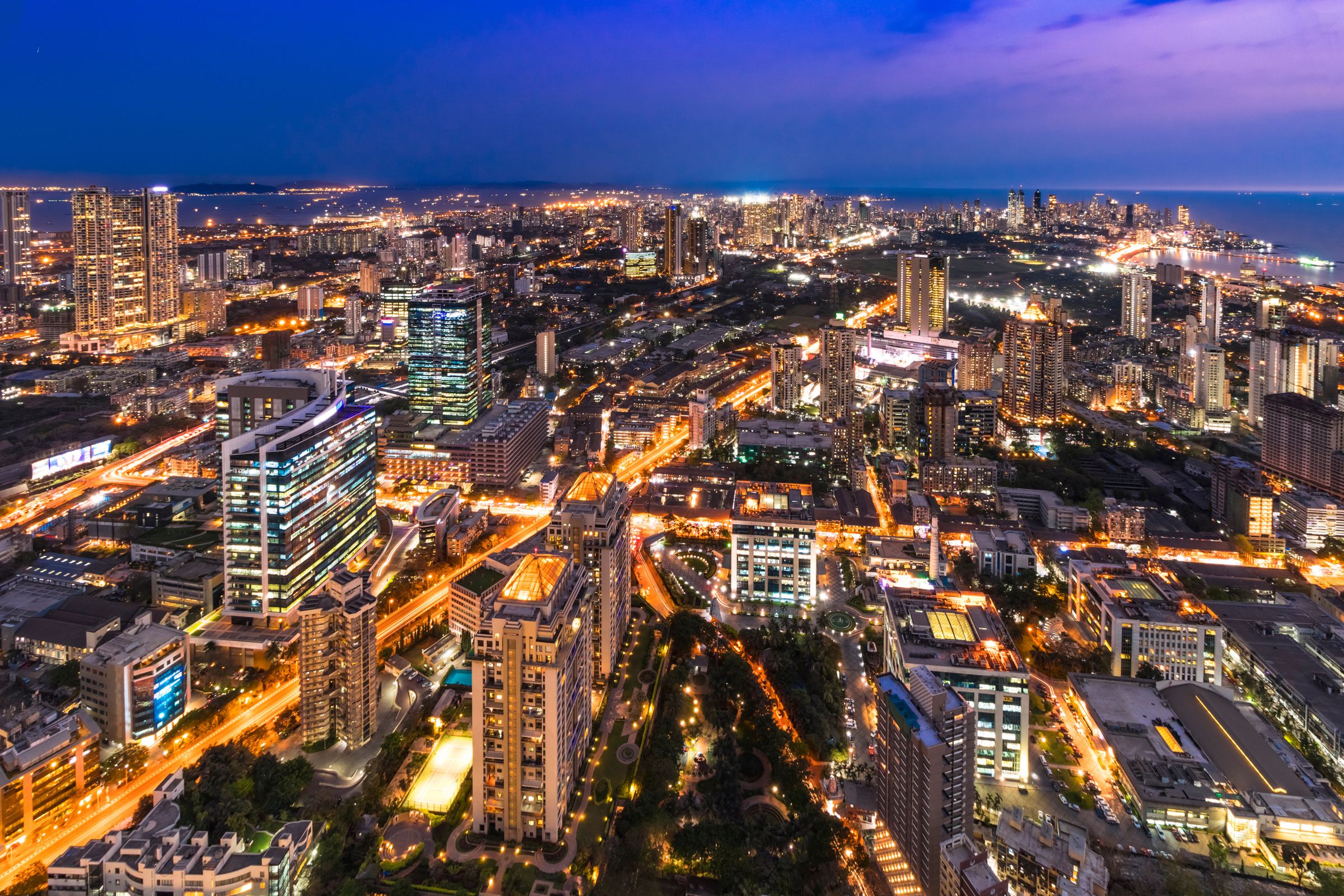 A city at night seen from above