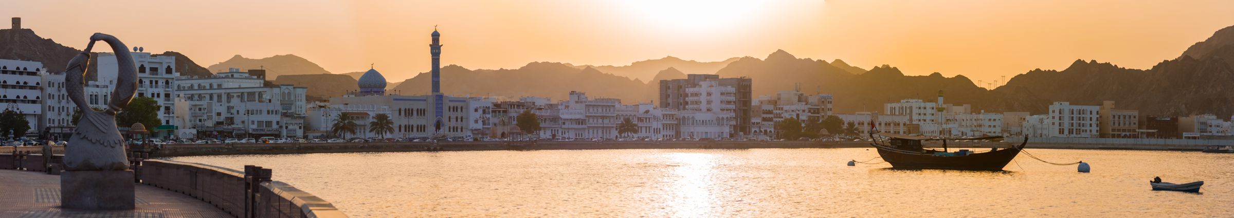 Muttrah Corniche in Muscat at sunset