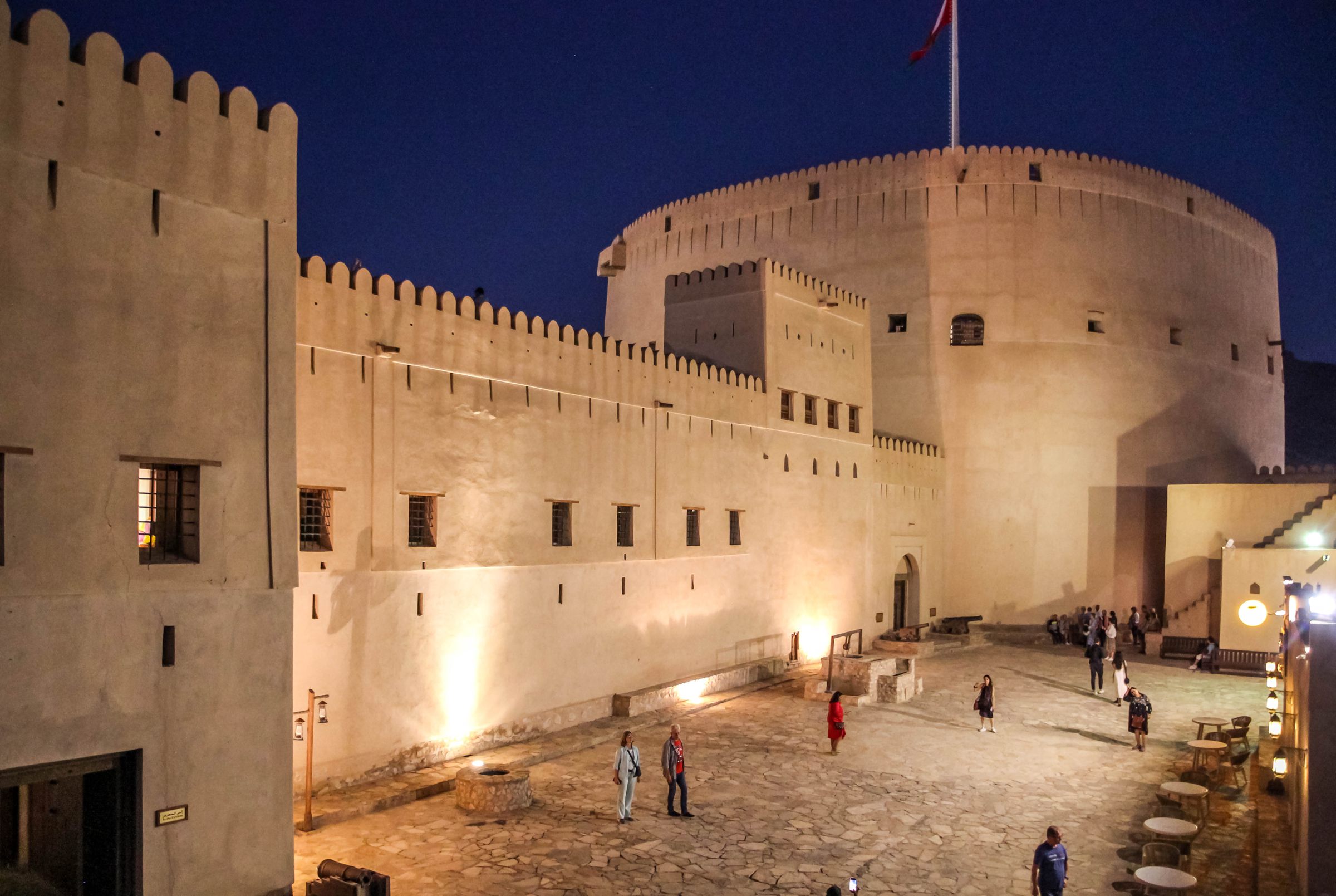 Nizwa Fort in the interior of Oman at dusk